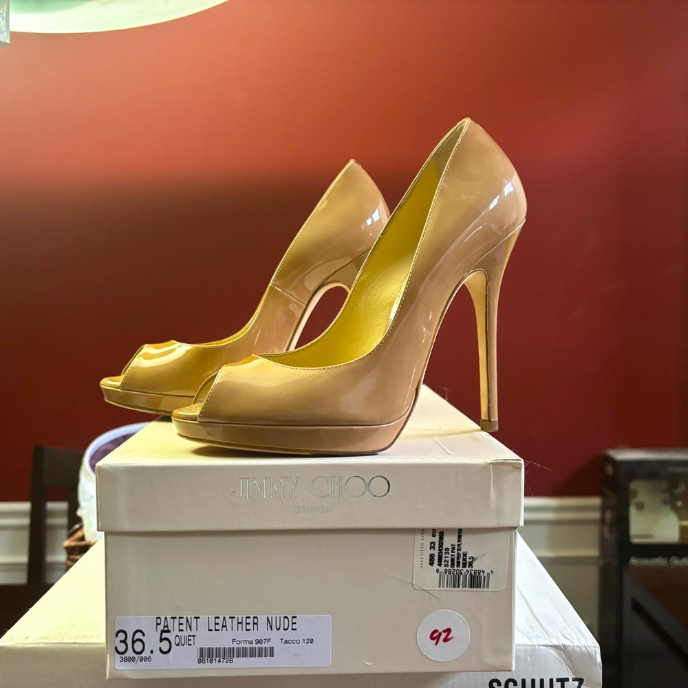 Jimmy Choo nude platform stiletto heels.  Size 36.5.  Gently worn.